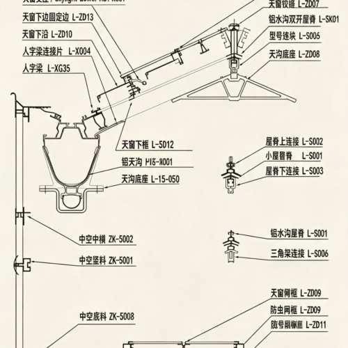 铝制排水槽温室 - Glass aluminum material - Greenhouse design and construction、 Park planning and design