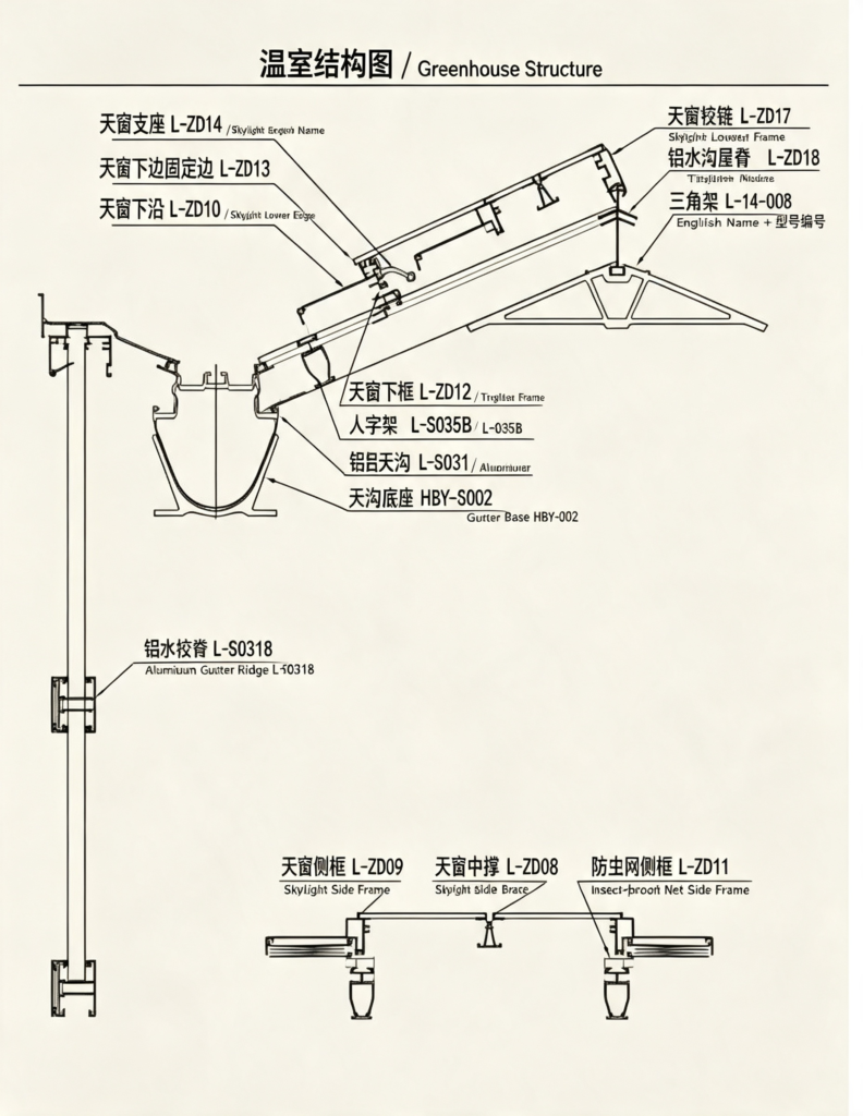 铝制排水槽温室 - Glass aluminum material - Greenhouse design and construction、 Park planning and design